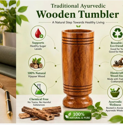 Vijaysar Wood tumbler /Diabetes Control Glass health edition - water glass